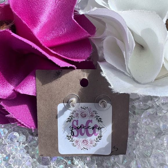 Rich McCoy Handmade Upcycled Brass Bullet Casing Earrings Topaz Jeweled 💗 - Picture 2 of 4